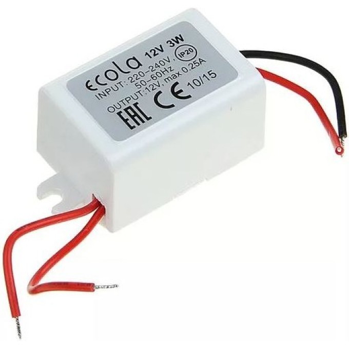 Блок питания ECOLA LED STRIP POWER SUPPLY для светодиодной ленты 3W 220V-12V IP20 B2M003ESB Блок питания ECOLA LED STRIP POWER SUPPLY для светодиодной ленты 3W 220V-12V IP20 B2M003ESB