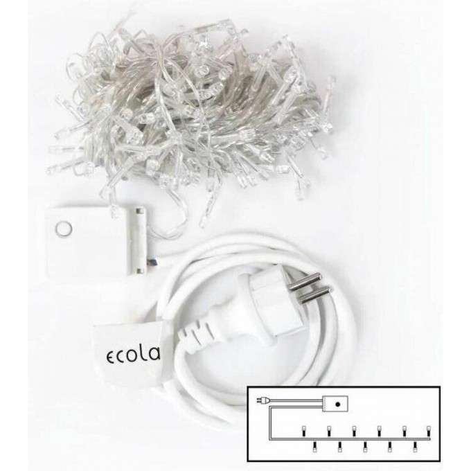 Гирлянда ECOLA LED 220V IP20 Нить 8м 120Led RGBW, 8 режимов, прозр.провод с вилкой N2YM08ELC Гирлянда ECOLA LED 220V IP20 Нить 8м 120Led RGBW, 8 режимов, прозр.провод с вилкой N2YM08ELC