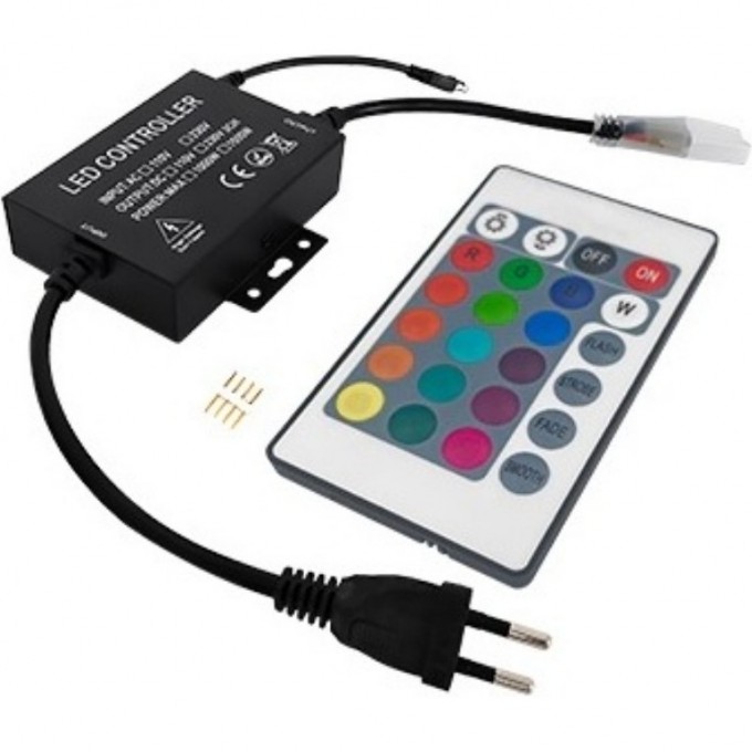 Контроллер ECOLA LED STRIP 220V RGB IR IP20 1500W 6,6A для ленты 220V 14x7 IP68 с инфракрасным пультом CR145KESB Контроллер ECOLA LED STRIP 220V RGB IR IP20 1500W 6,6A для ленты 220V 14x7 IP68 с инфракрасным пультом CR145KESB