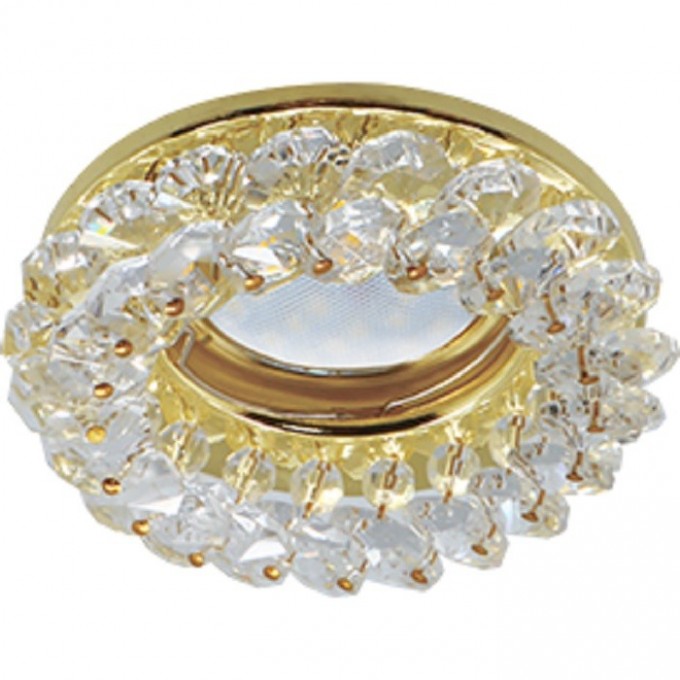 Светильник ECOLA LIGHT MR16 CD4141 GU5.3 встр. круглый с хрусталиками Прозрачный/Золото 50x90 (кd74) FD1617EFY Светильник ECOLA LIGHT MR16 CD4141 GU5.3 встр. круглый с хрусталиками Прозрачный/Золото 50x90 (кd74) FD1617EFY
