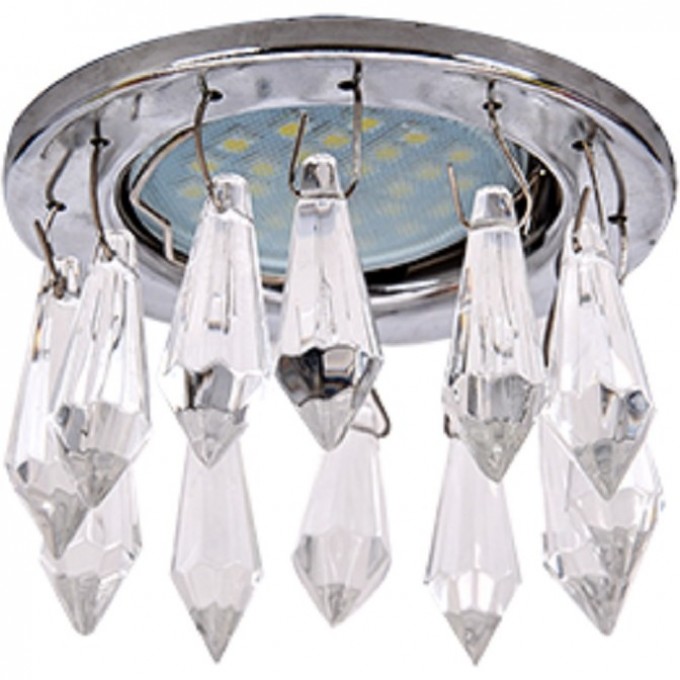 Светильник ECOLA MR16 CR1003 GU5.3 Glass Стекло Круг с продолговатыми хруст. на коротком подвесе Прозрачный / Хром 84x76 FH16RVECB Светильник ECOLA MR16 CR1003 GU5.3 Glass Стекло Круг с продолговатыми хруст. на коротком подвесе Прозрачный / Хром 84x76 FH16RVECB