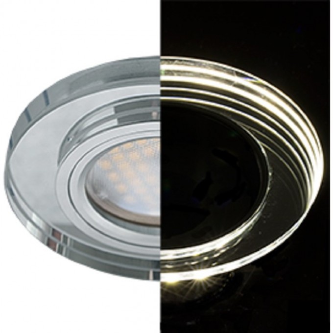 Светильник ECOLA MR16 LD1650 GU5.3 Glass Стекло с подсветкой Круг Хром / Хром 25x95 (кd74) SC1650EFF Светильник ECOLA MR16 LD1650 GU5.3 Glass Стекло с подсветкой Круг Хром / Хром 25x95 (кd74) SC1650EFF