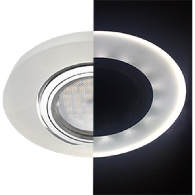Светильник ECOLA MR16 LD1650 GU5.3 Glass Стекло с подсветкой Круг Матовый / Хром 25x95 (кd74) SL1650EFF Светильник ECOLA MR16 LD1650 GU5.3 Glass Стекло с подсветкой Круг Матовый / Хром 25x95 (кd74) SL1650EFF