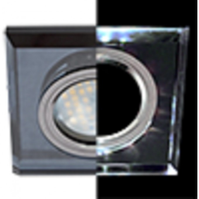 Светильник ECOLA MR16 LD1651 GU5.3 Glass Стекло с подсветкой Квадрат скошенный край Черный / Черный хром 25x90x90 (кd74) SB1651EFF Светильник ECOLA MR16 LD1651 GU5.3 Glass Стекло с подсветкой Квадрат скошенный край Черный / Черный хром 25x90x90 (кd74) SB1651EFF