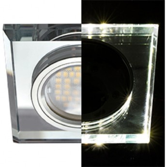 Светильник ECOLA MR16 LD1651 GU5.3 Glass Стекло с подсветкой Квадрат скошенный край Хром / Хром 25x90x90 (кd74)