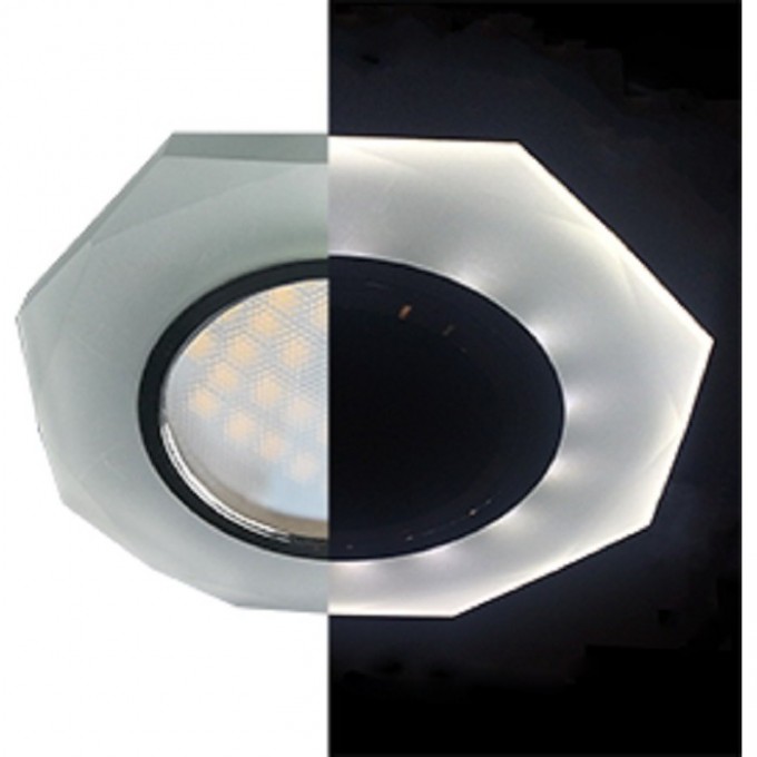 Светильник ECOLA MR16 LD1652 GU5.3 Glass Стекло с подсветкой 8-угольник с прямыми гранями Матовый / Хром 25x90 (кd74) SL1652EFF Светильник ECOLA MR16 LD1652 GU5.3 Glass Стекло с подсветкой 8-угольник с прямыми гранями Матовый / Хром 25x90 (кd74) SL1652EFF