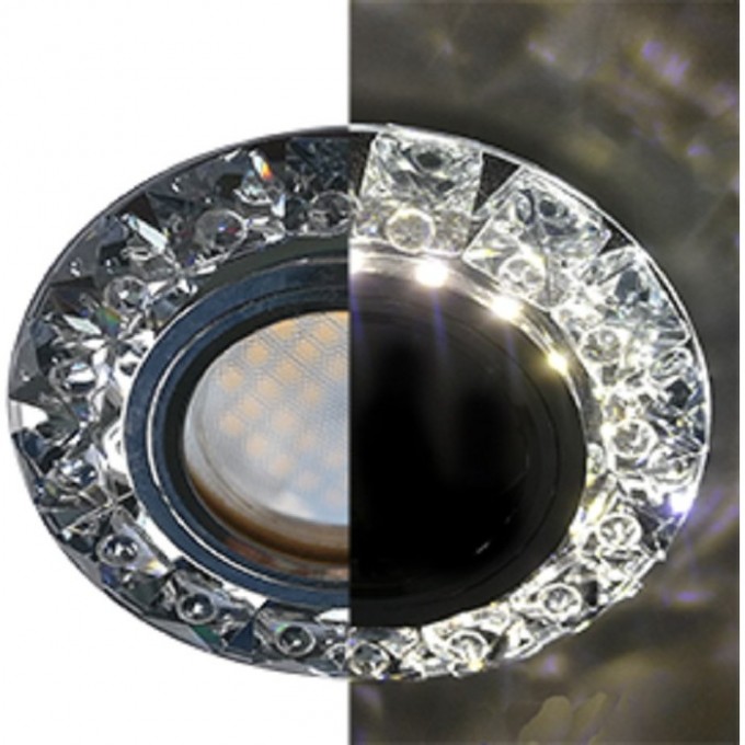 Светильник ECOLA MR16 LD1661 GU5.3 Glass Стекло Круг с крупными прозр. стразами Конус с подсветкой/фон черн./центр.часть хром 38x95 SQ16RGEFB Светильник ECOLA MR16 LD1661 GU5.3 Glass Стекло Круг с крупными прозр. стразами Конус с подсветкой/фон черн./центр.часть хром 38x95 SQ16RGEFB