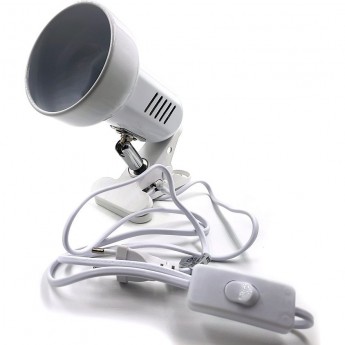 Светильник на прищепке ECOLA BASE E27 закрытый с вилкой и выключателем, белый