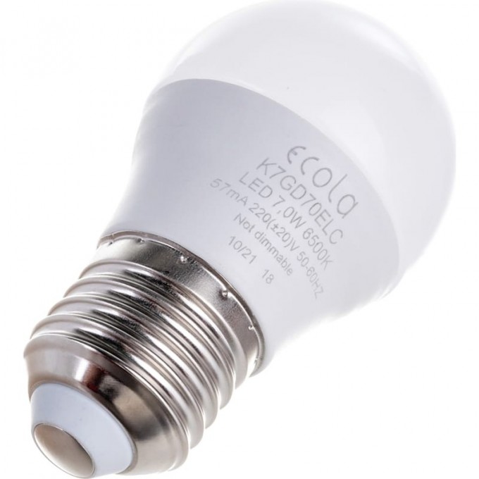 Светодиодная лампа ECOLA G4 LED 7,0W G45 220V E27 6500K K7GD70ELC Светодиодная лампа ECOLA G4 LED 7,0W G45 220V E27 6500K K7GD70ELC
