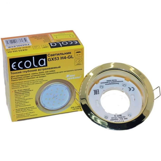 Встраиваемый светильник ECOLA GX53 DL золото FG53DLECC Встраиваемый светильник ECOLA GX53 DL золото FG53DLECC